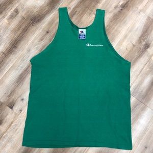 CHAMPION VINTAGE 90s GREEN SPELLOUT TANK TOP MED